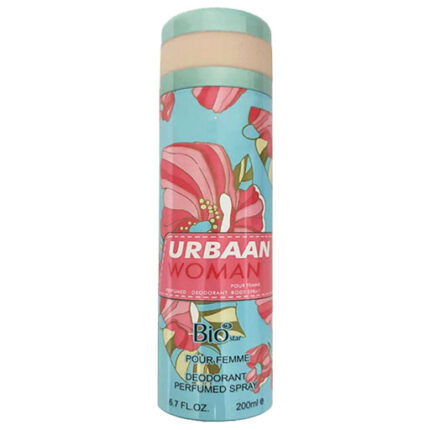 اسپری زنانه بایواستار مدل Urban با رایحه خنک و شیرین. ترکیبی شاداب از توتهای قرمز، پاستیل و گلهای سفید، ایدهآل برای استفاده روزمره در فصول گرم.