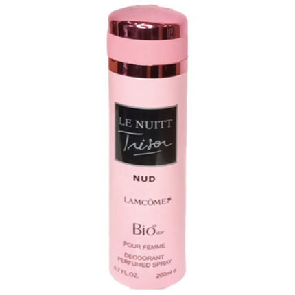 اسپری زنانه بیو استار مدل La Nuit Tresor با رایحهای گرم و بسیار شیرین و ترکیبی از نتهای وانیل، کارامل و میوهای. عطری اغواگر و مرموز، مناسب برای شبهای سرد سال.