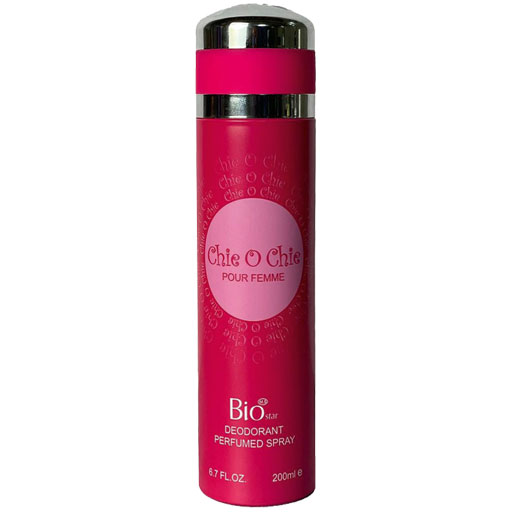 BioStar-59 اسپری زنانه بیو استار مدل Chichi با رایحهای معتدل و کلاسیک و ترکیبی از نتهای گلی و آلدهیدی. عطری با اصالت و پودری، مناسب برای فصول معتدل.