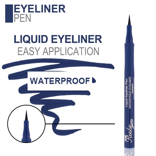 تست رنگی خط چشم سورمه ای روبی سیما خط چشم نمدی و ضد آب روبی سیما به رنگ سرمه ای با اپلیکاتور دقیق برای آرایشی شیک و خاص