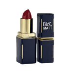 رژ لب جامد و مات بیواستار حاوی ویتامین E و بدون سرب در بسته‌بندی سرمه‌ای و طلایی