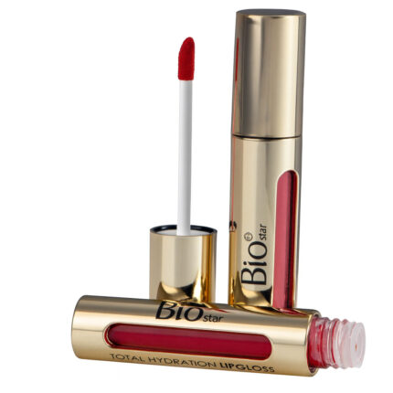 رژ لب مایع ۲۴ ساعته و مغذی بیواستار با اپلیکاتور در بستهبندی طلایی و شفاف