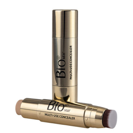 کانسیلر استیکی دو طرفه بیواستار در بسته‌بندی طلایی، حاوی روغن آرگان و دارای براش مخصوص